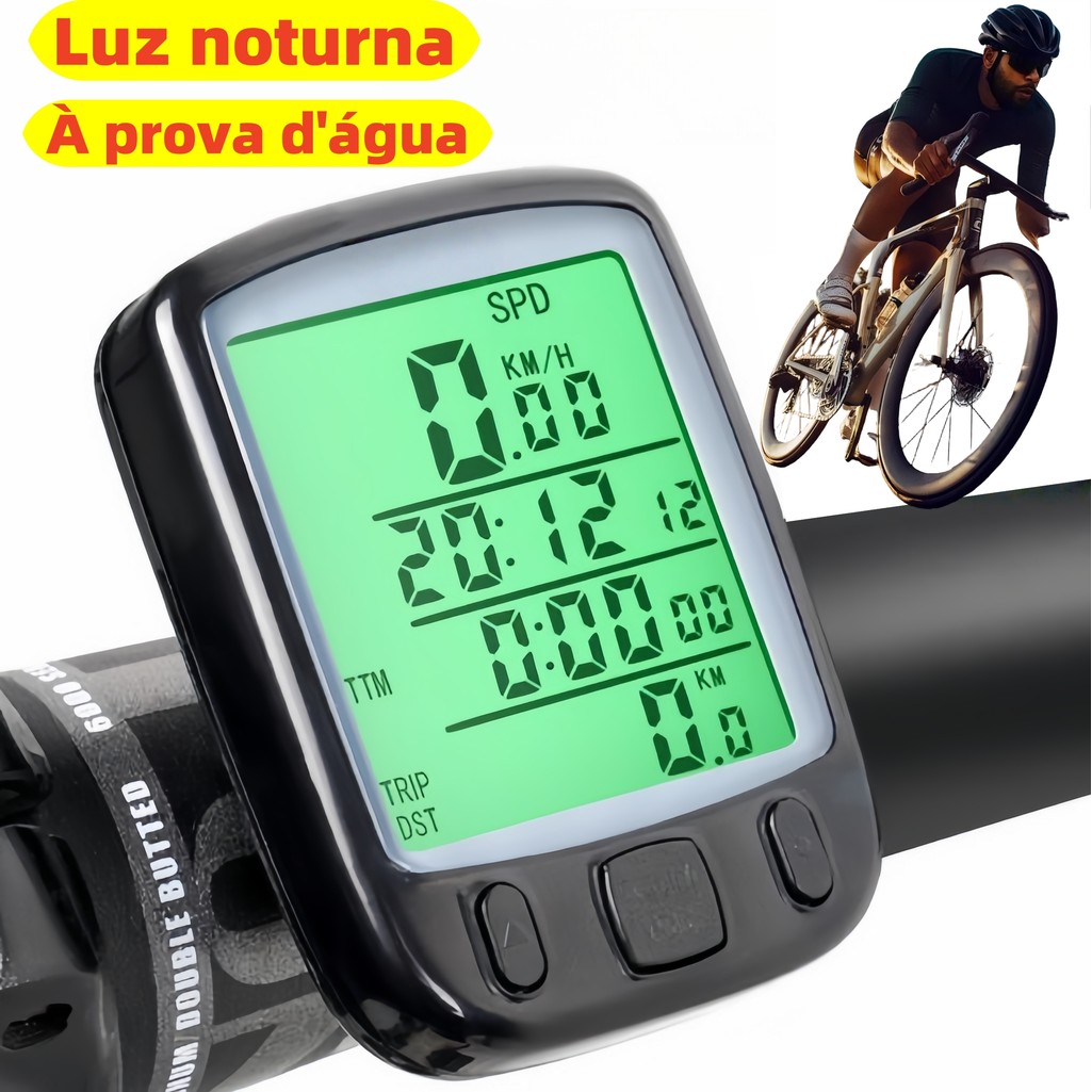 Velocímetro Cronômetro Bicicleta Luz Noturna Provar, Monitoramento de Velocidade, Distância Tempo