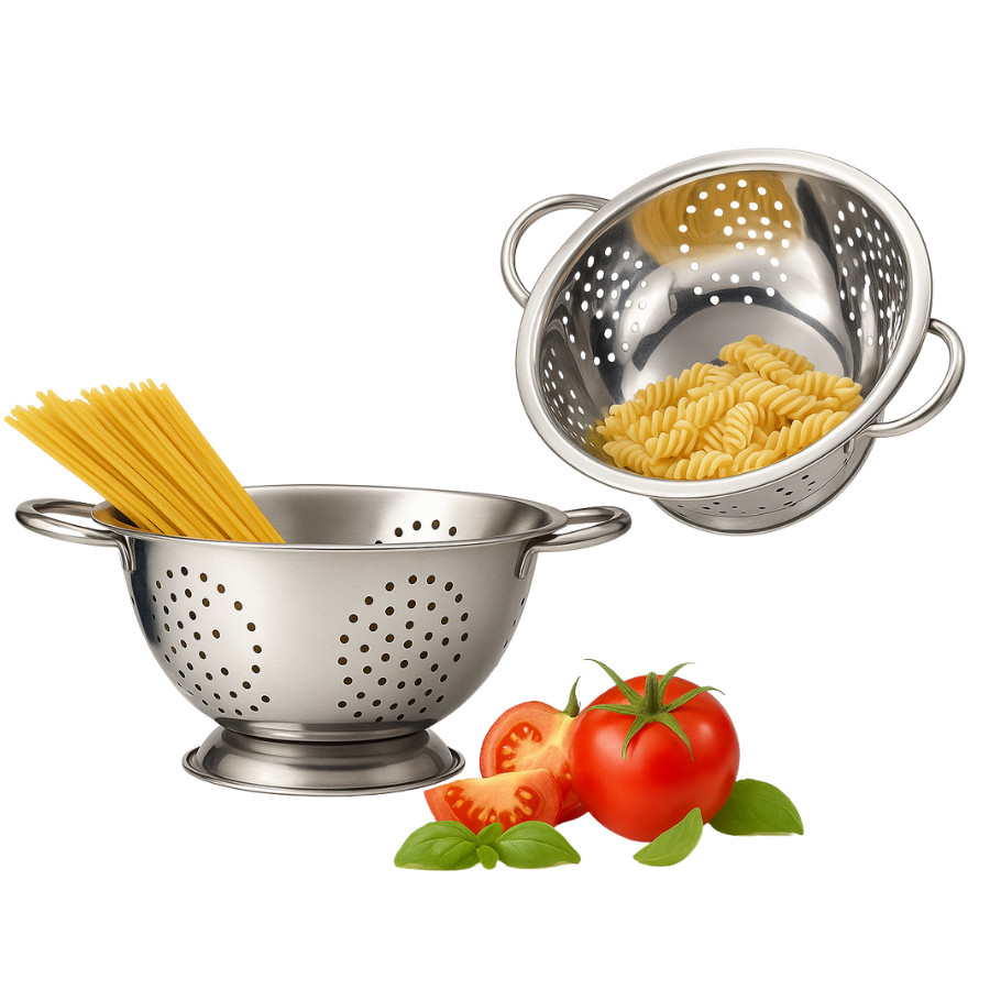 Escorredor De Massas Macarrão Alimentos Em Aço Inox 24cm