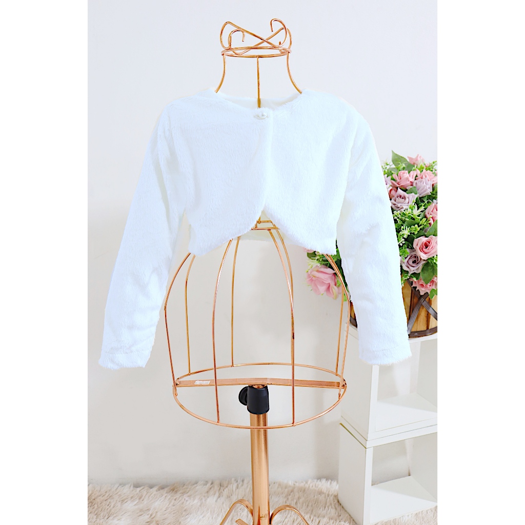 Bolero de Pelinhos Bem Quentinho Branco Inverno Casamento Off White Daminha Festa Infantil