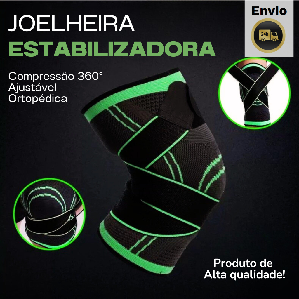 Joelheira  Estabilizadora Compressão 360. Ajustável Ortopédica Musculação Esportive