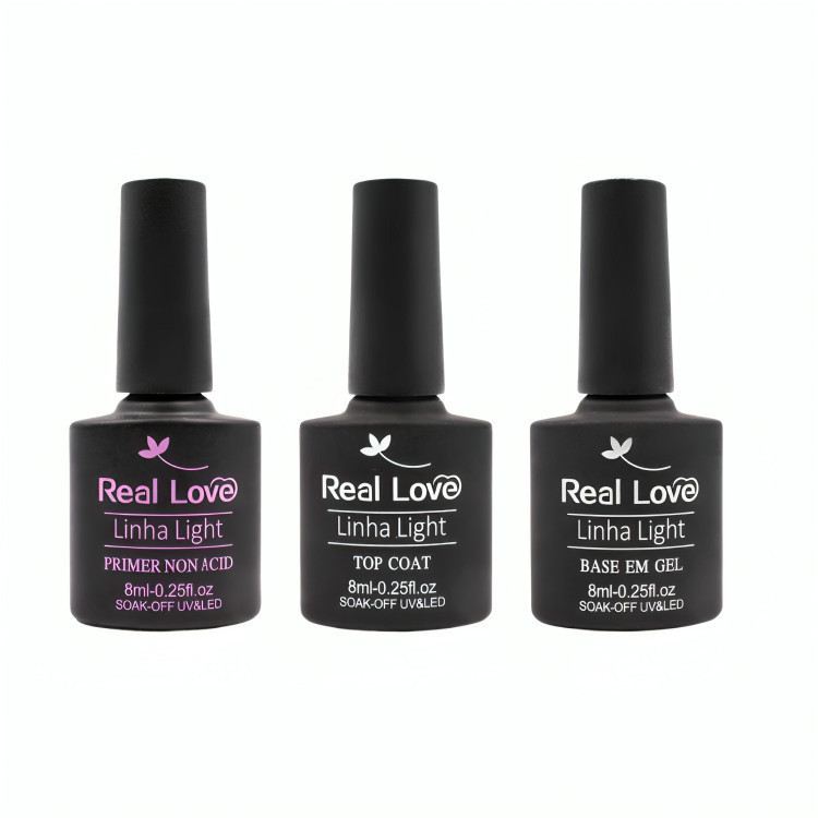 Kit 3 Preparadores-Primer-Top Coat-Base em Gel-Rea