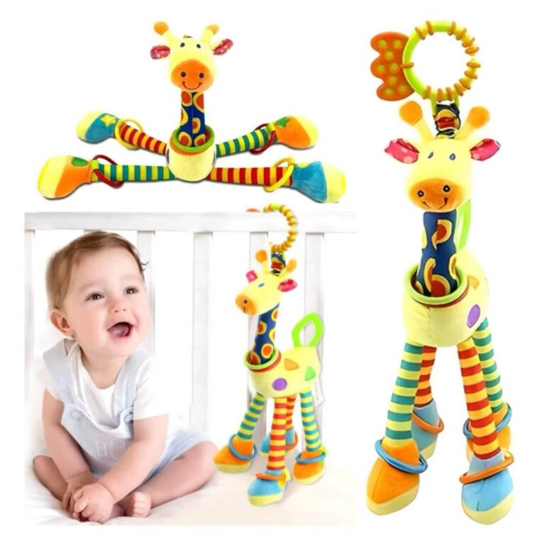 Brinquedo Girafa Pelúcia Chocalho Mordedor Móbil