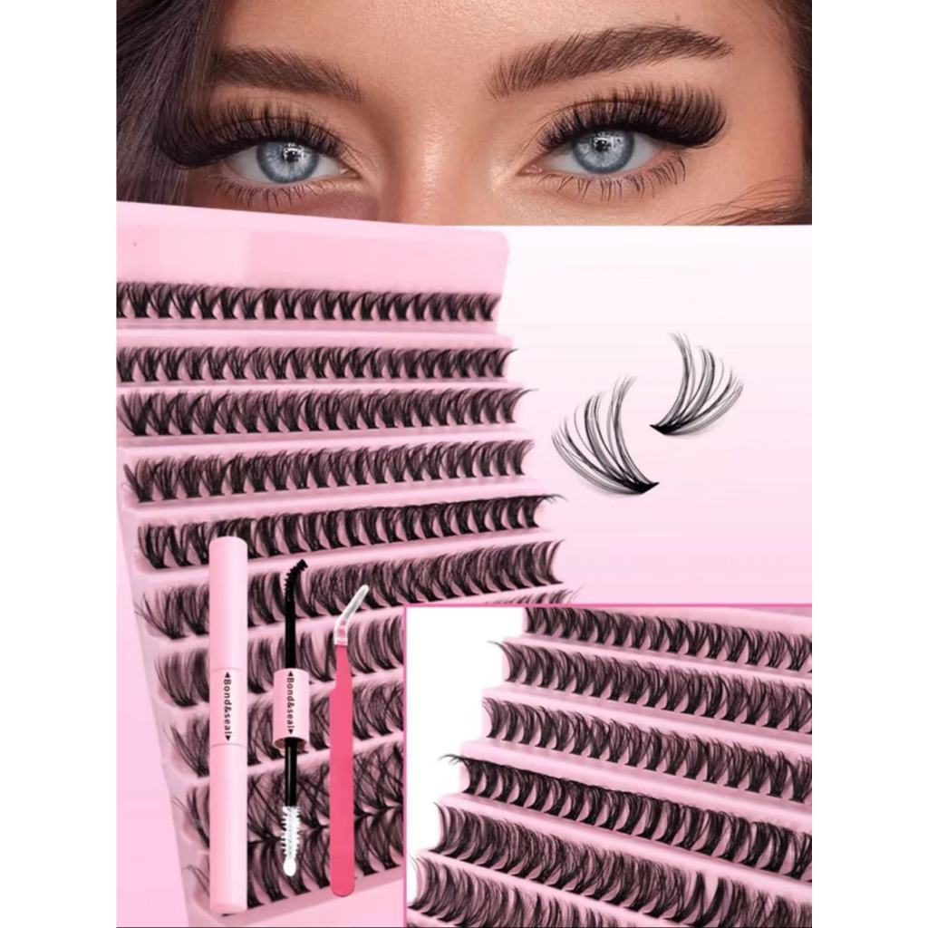 Kit de Extensão de Cílios 200 feixes 20D/30D/40D/50D/60D/80D 8-16mix Com Pinças+ Cola 024-226