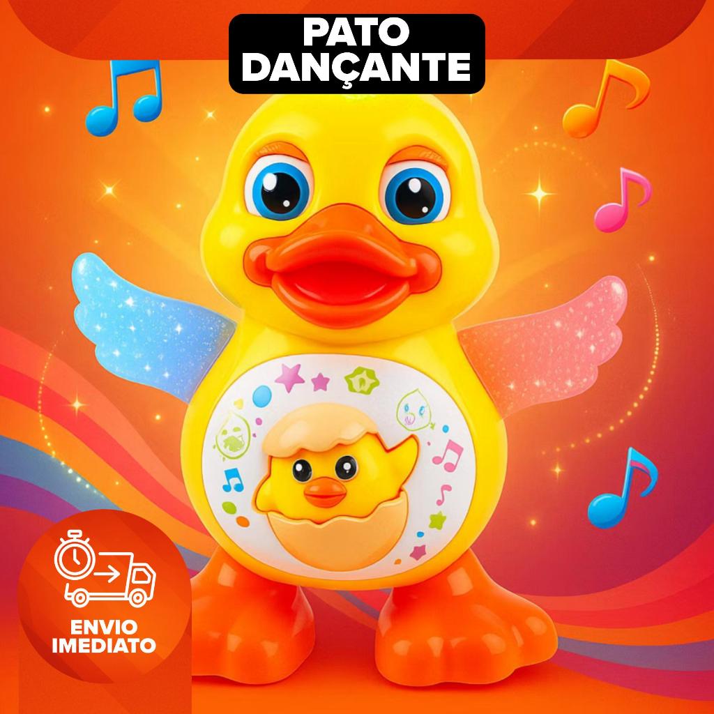 Pato Dançante Musical Luzes Som Brinquedo Infantil Mexe para Crianças Patinho Bebe Tummy time