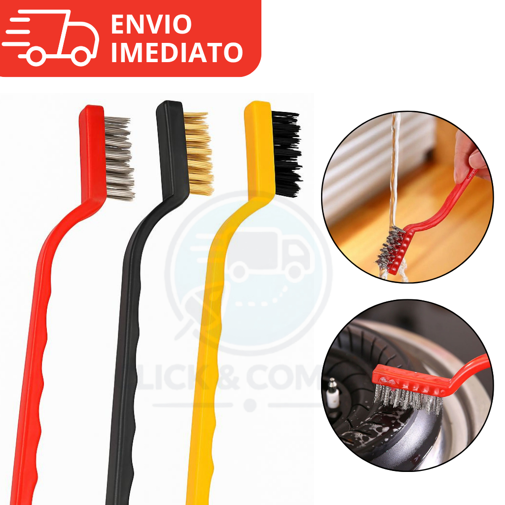 KIT Escova de Aço Para Limpeza Multiuso Aço Latão Nylon Cabo Longo Forno Grelha Fogão Utensilio