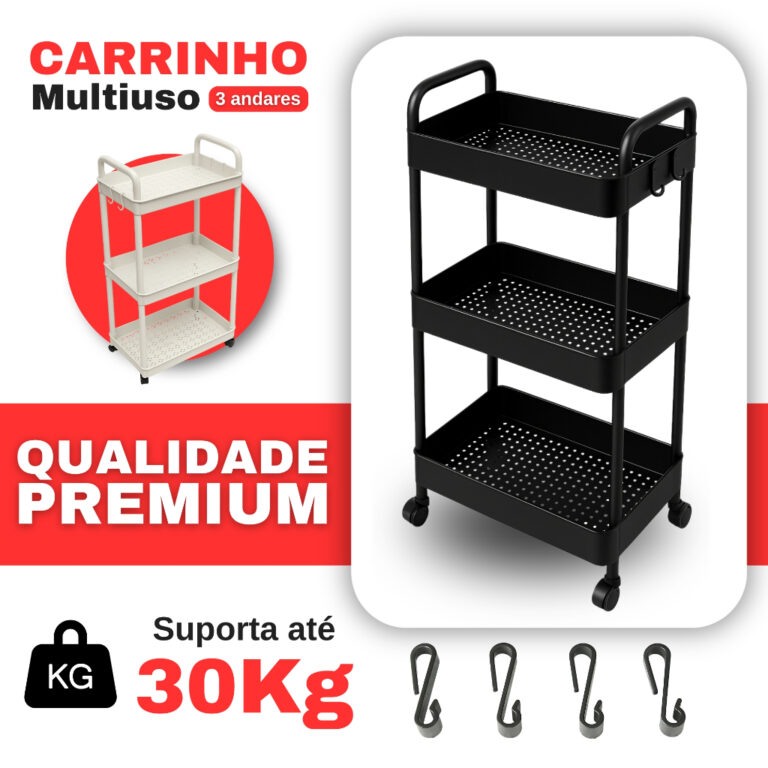 Carrinho Organizador Multifuncional 3 Andares com 