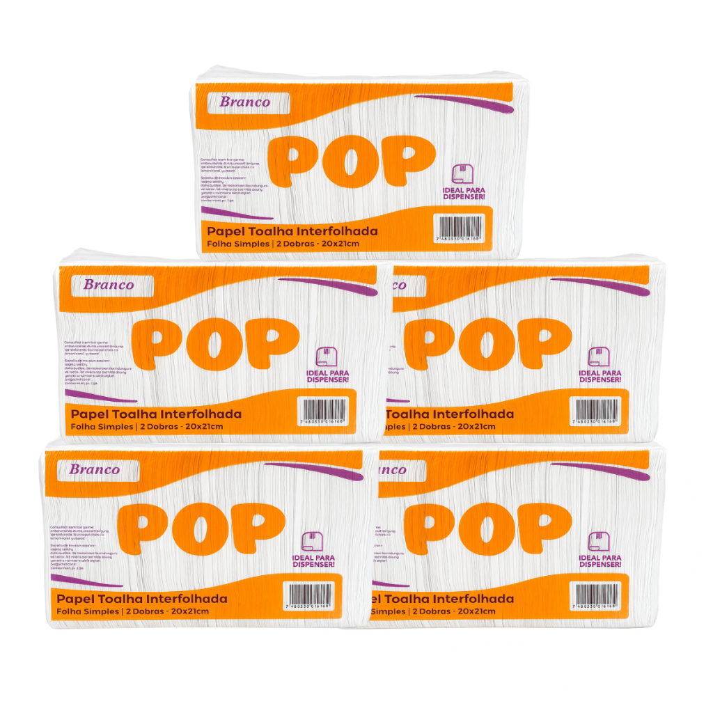 Papel Toalha Interfolha Pop para Dispenser de Banheiro Cozinha Escritório