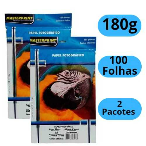 Papel Fotográfico 180g A4 Glossy Brilhante à Pro