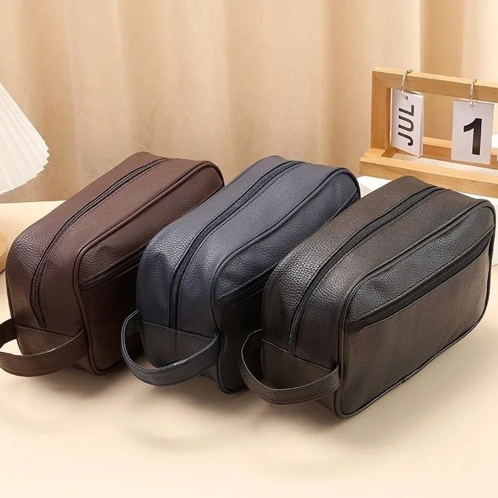 Necessaire Organizadora Bolsa de Mão em Couro Sin