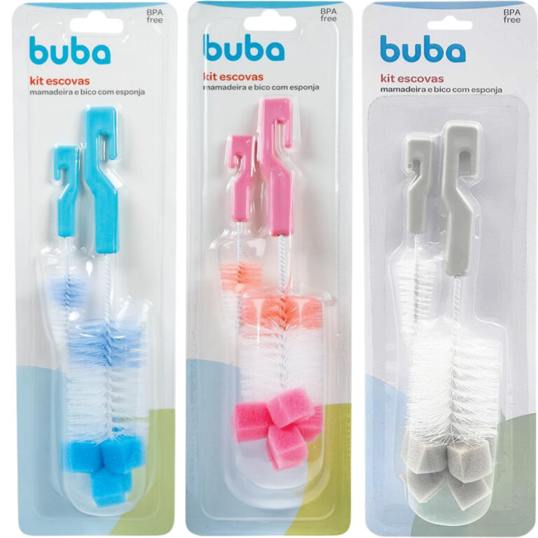 Escova Para Lavar Mamadeira E Bico Com Esponja Bub