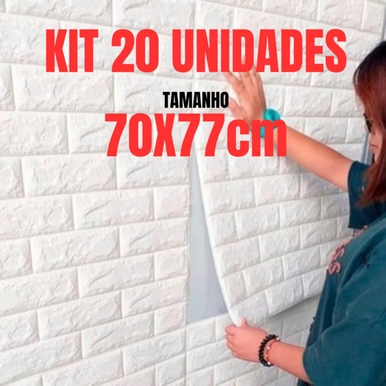 Kit 20 Placas 3D Autocolante Tijolinho Decoração