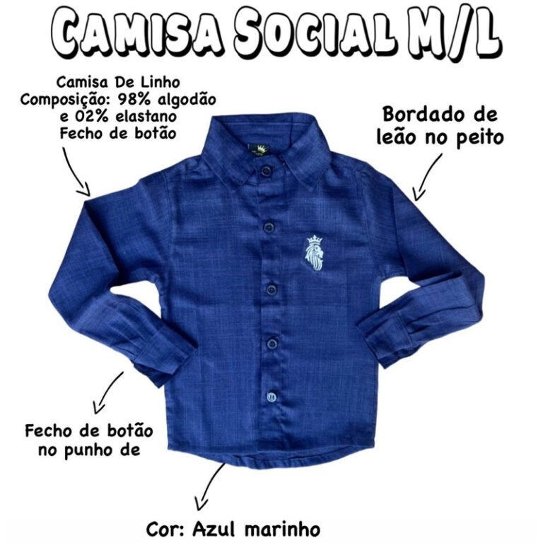 Camisa Social Manga Longa de Linho Infantil Menino