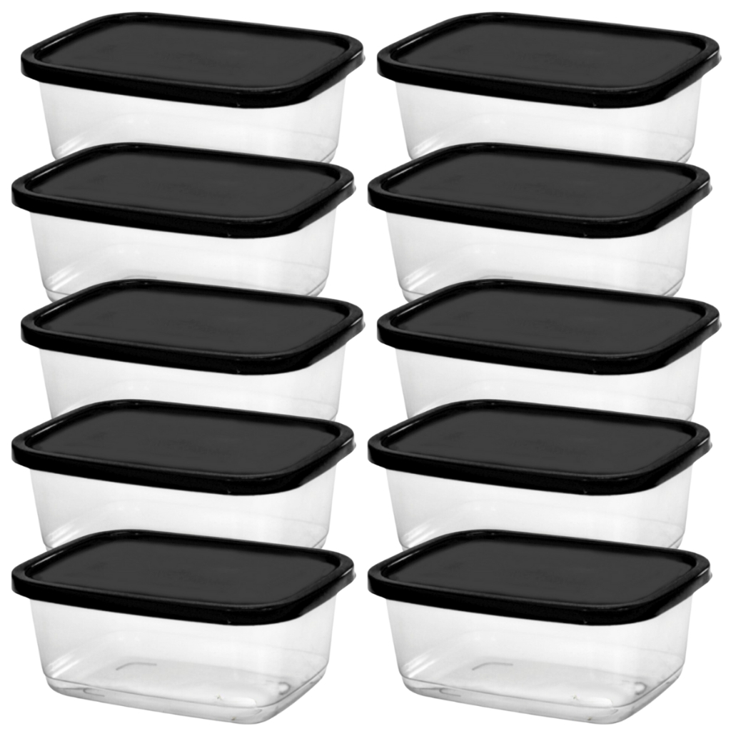 Kit 10 Potes De Plástico 1KG  Marmita Transparente Organizador Freezer Microondas