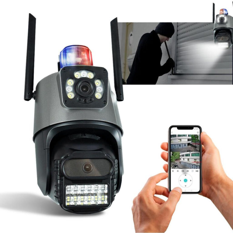 Camera Segurança Externa Lente Dupla 4k Sirene Po