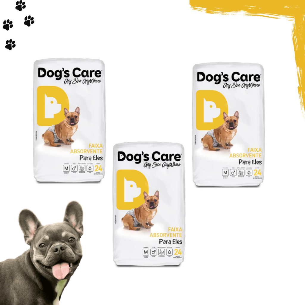 Fralda higiênica cães Pet descartável para cachorro Macho M kit 72 unidadesDogscare