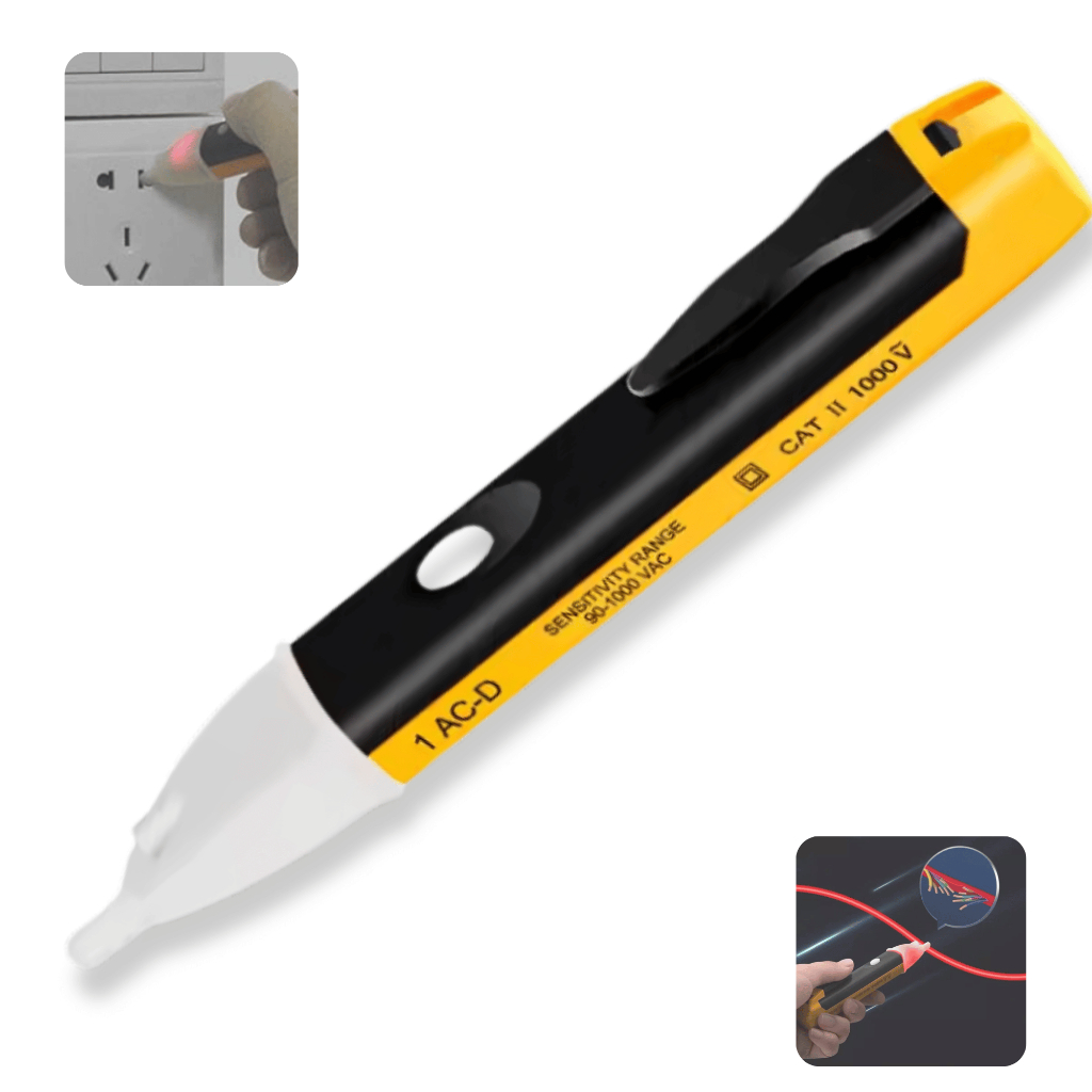 Caneta Detector de Tensão AC Sem Contato com LED e Alerta Sonoro 90V/1000V Eletricista Profissional