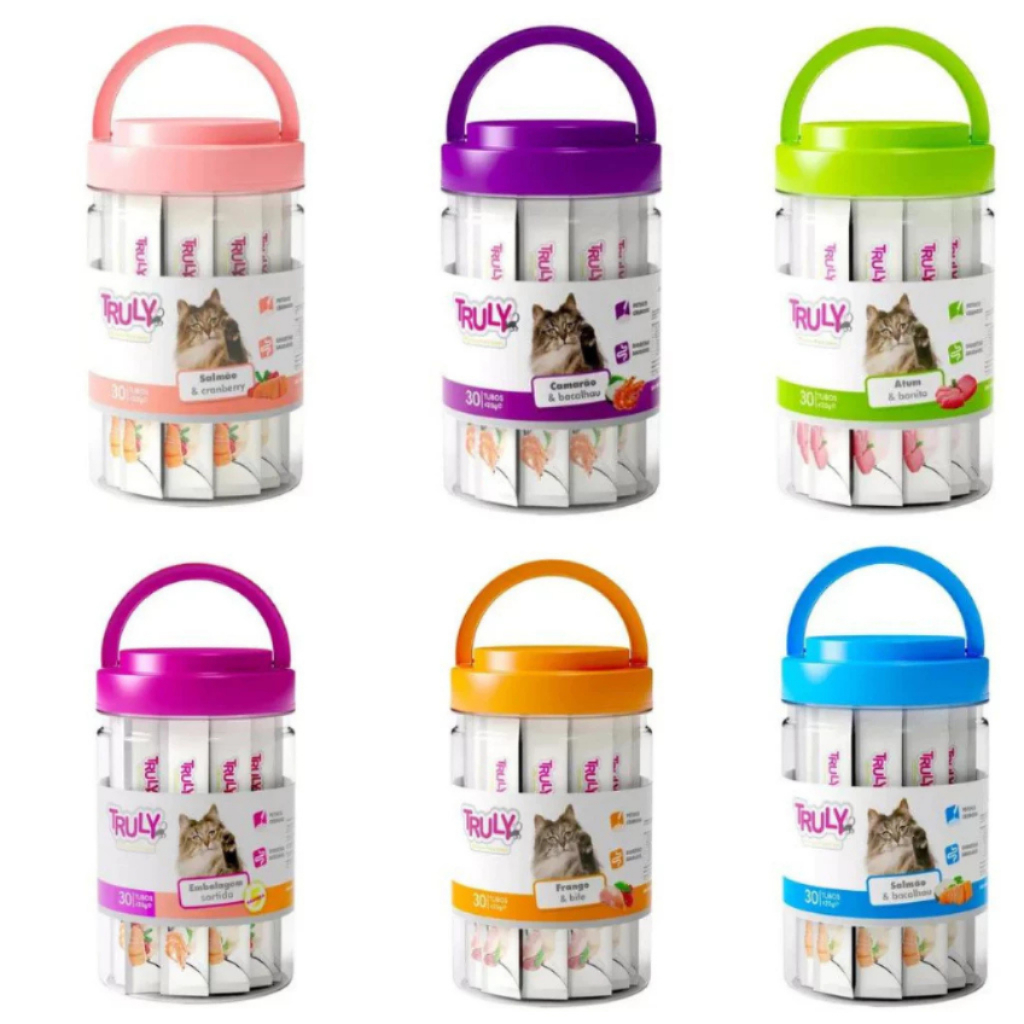 Truly Wanpy Petiscos Creamy Para Gatos Sabores Sortidos 25Un/40Un/50Un