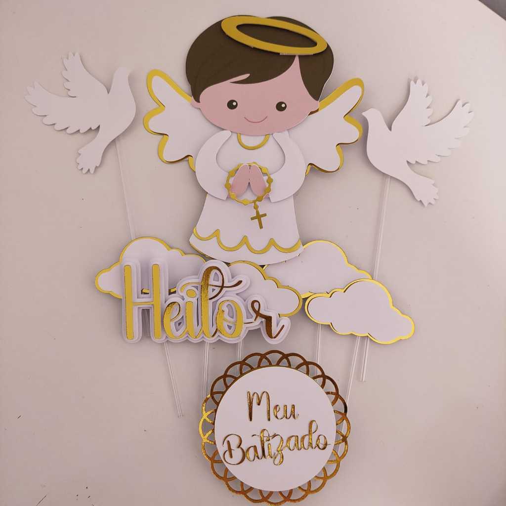Topo de Bolo Batizado Mesversario Festa Personalizado 3D Alto Relevo Todos Os Temas