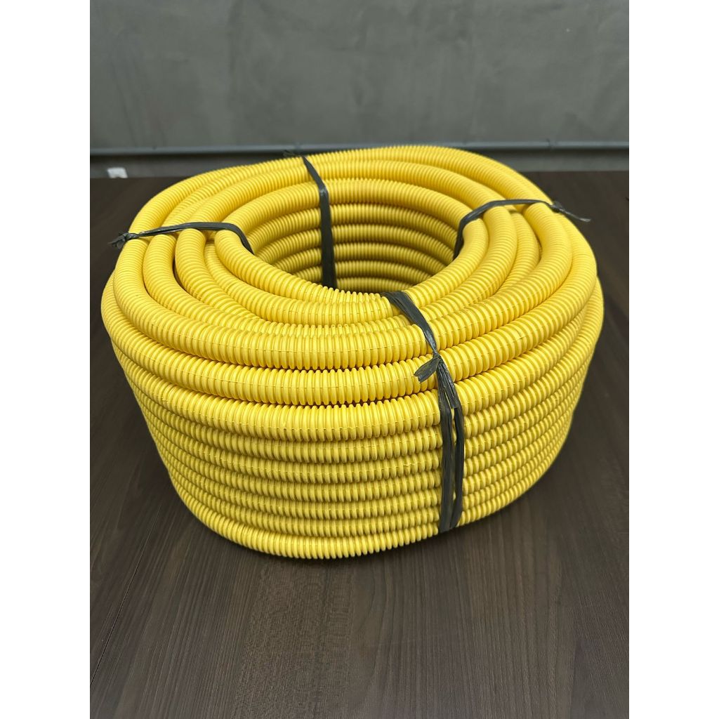 Conduite Eletroduto Corrugado Amarelo 3/4 50 Metros PEAD Alta Qualidade – Mangueira corrugada.