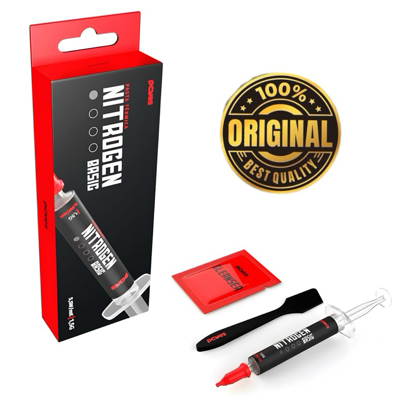 Pasta Térmica PCYES Nitrogen Basic Original Alta Performance 5,52/mk com Espátula e Lenço para limpe