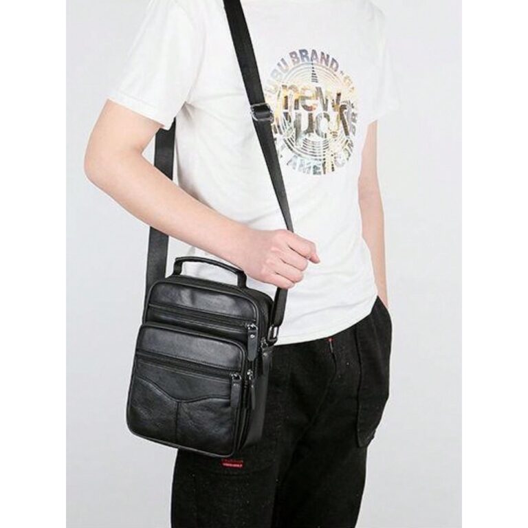 Bolsa Tiracolo Masculino de Couro Ombro Grande Cap