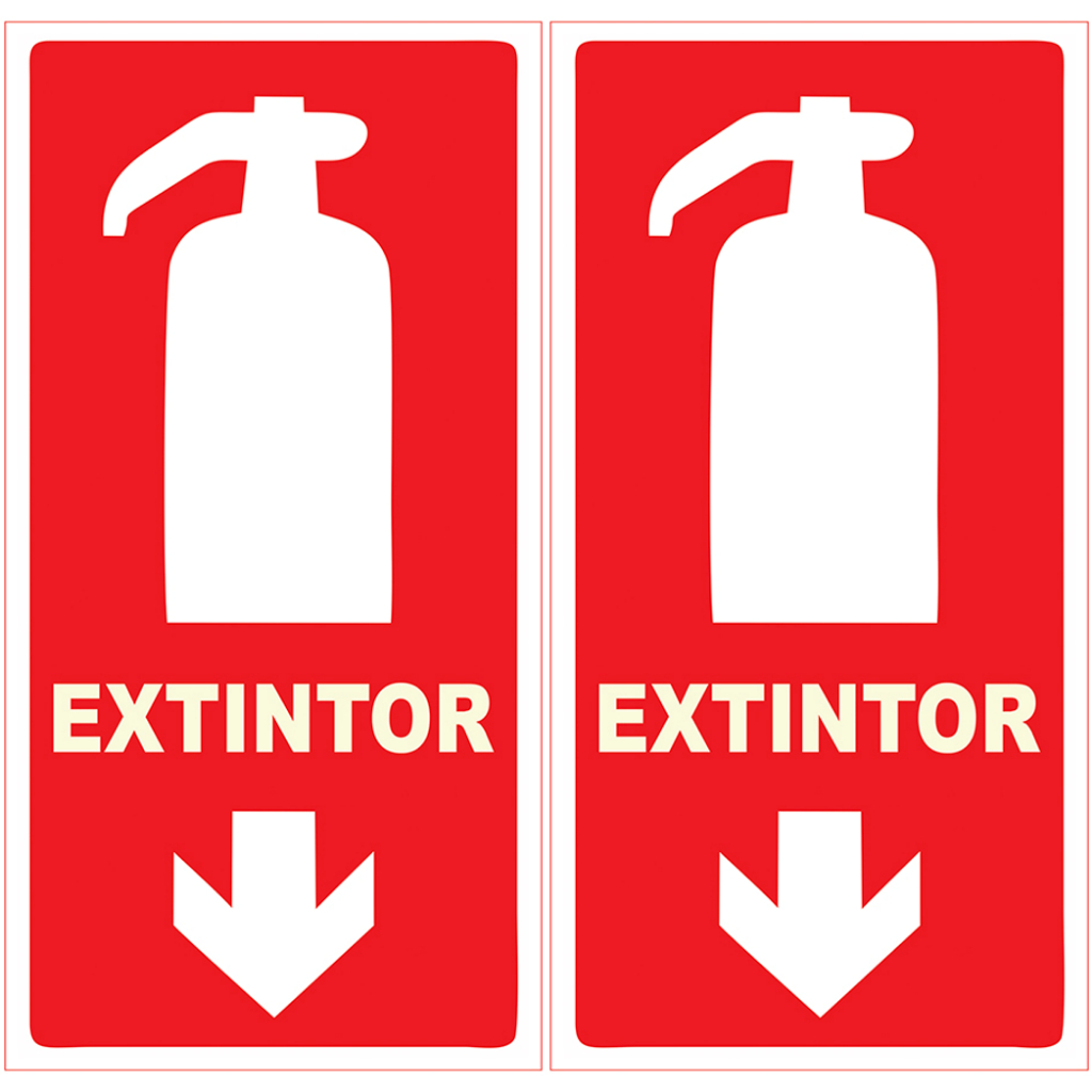 KIT 2 placas EXTINTOR 10X20 Fotoluminescente PVC
