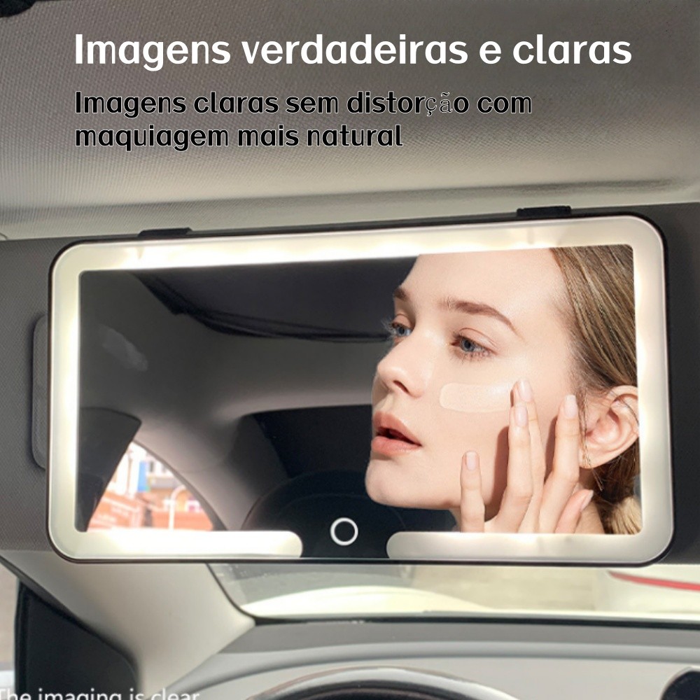 Espelhos De Maquiagem Para Interior De Carro Placa De Viseira Solar Espelho LED Luz De Preenchimento
