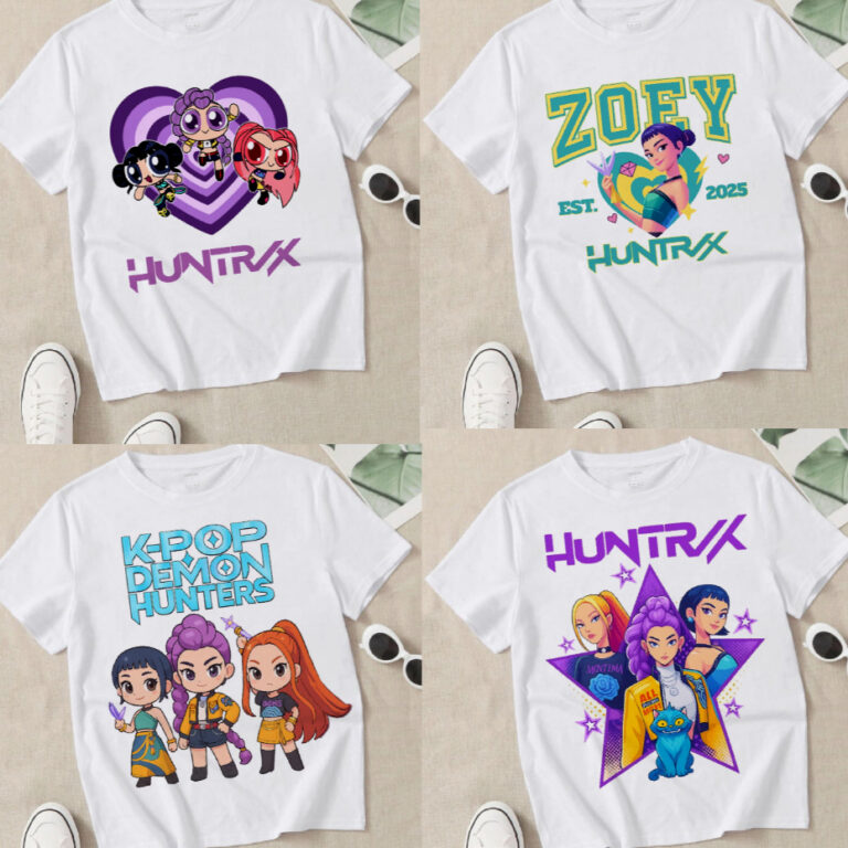 Camiseta KPop Demon Hunters HUNTRIX, ADULTO OU INF