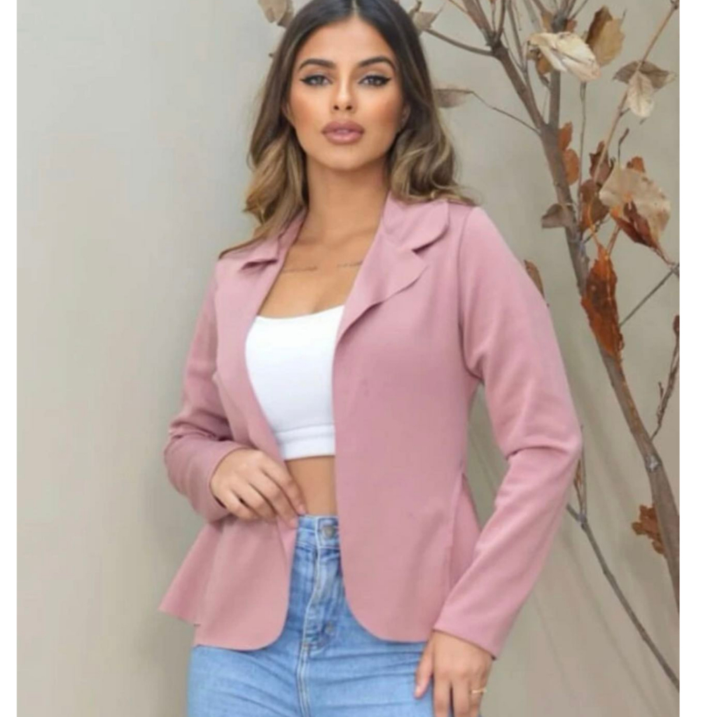 Blazer Feminino  Acinturado Neoprene Lida