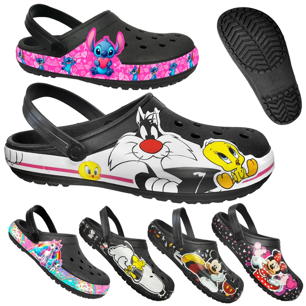 Babuche Adulto Chinelo Feminino Super Leve e Confortável Sandália Papete Personagens Desenhos, Leve