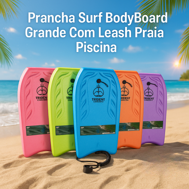 Prancha Surf BodyBoard Grande Com Leash Praia Pisc
