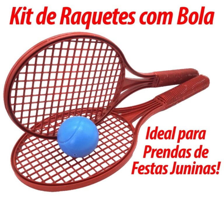 Jogo 2 Raquetes Tênis 37cm Com 1 Bola Plástico N