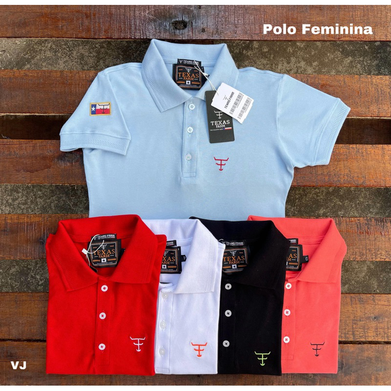 camiseta gola polo feminina Texas farm