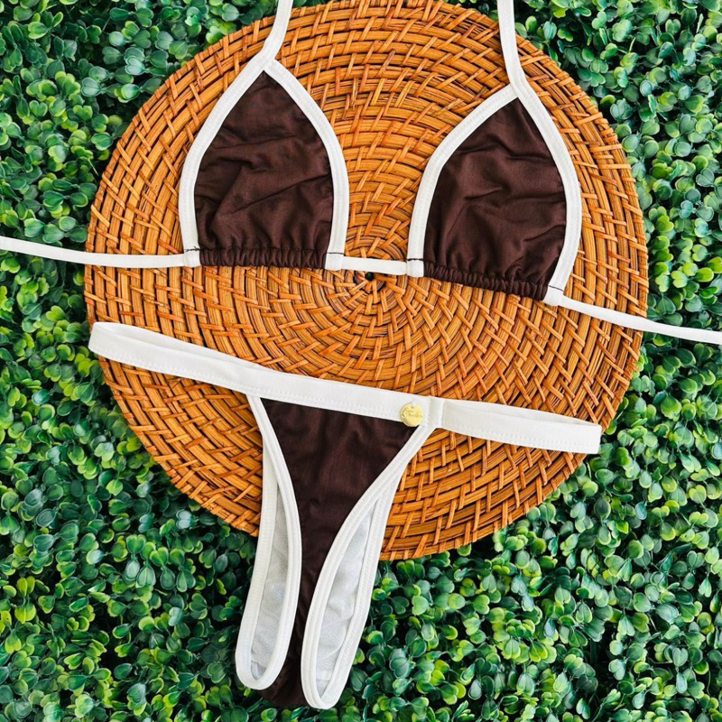 conjunto biquini fio dental poliamida fita bronze moda verão tendencia tecido de qualidade