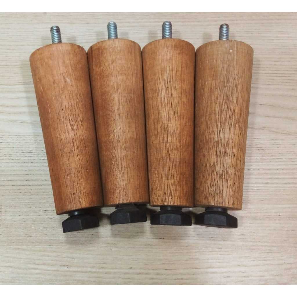 Conjunto de Pés para Cama Box Altura 12cm com Sapata Niveladora em madeira Kit com 6, 7, 8 ou 12 un