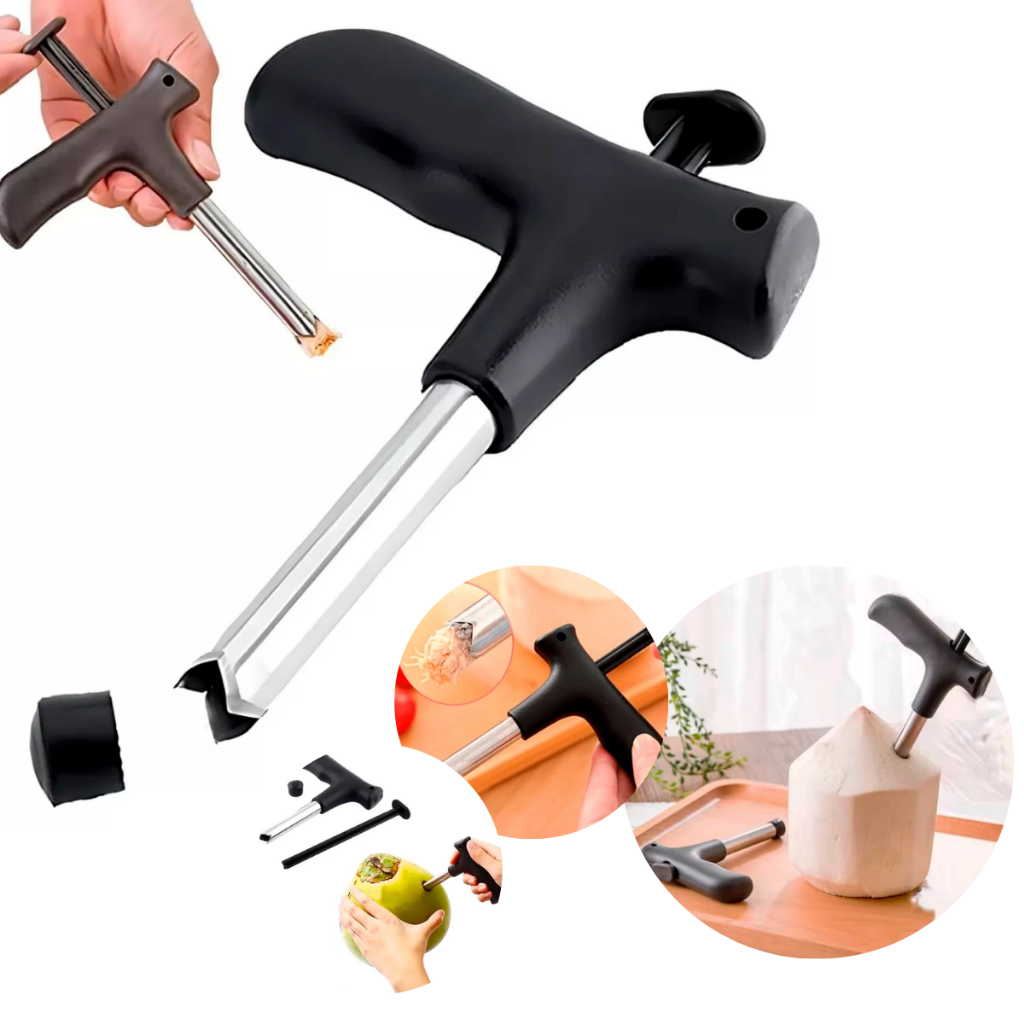 Fura Coco Em Aço Inox Profissional Resistente Abridor Manual