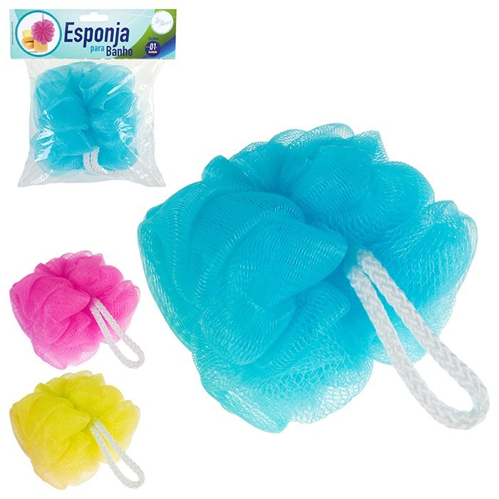 Esponja Bucha de Banho Nylon Com Cordinha