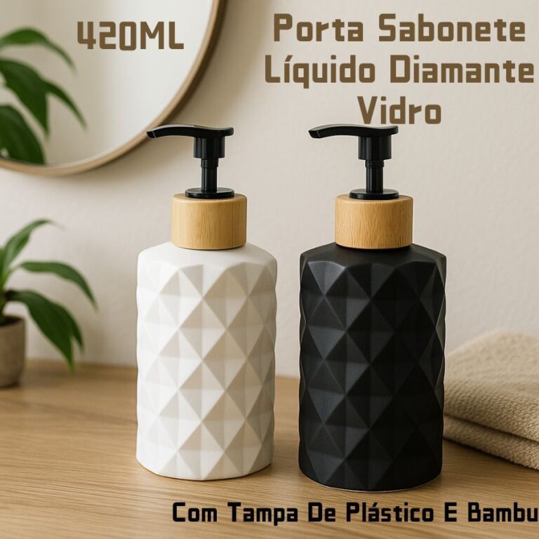 Porta Sabonete Líquido Diamante Vidro 420ML Banhe