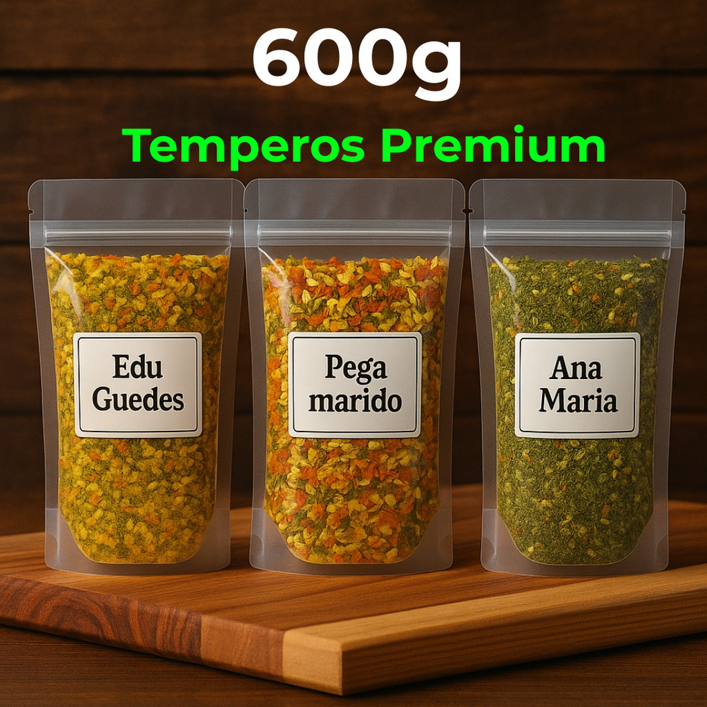 Kit de Temperos 600g Pega Marido, Edu Guedes, Ana Maria Premium Gourmet