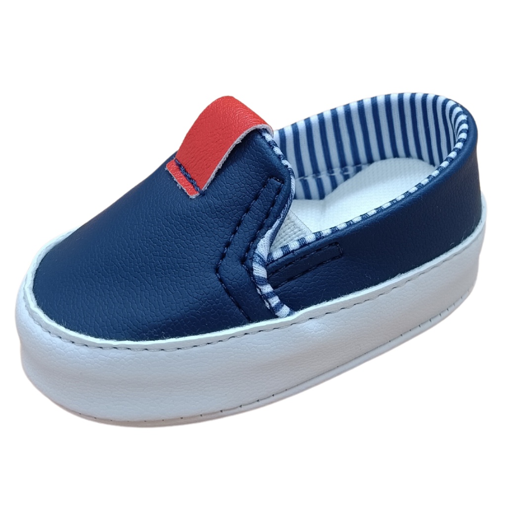 Sapatinho de bebe Menino Tênis de bebe Slip On forro Listra