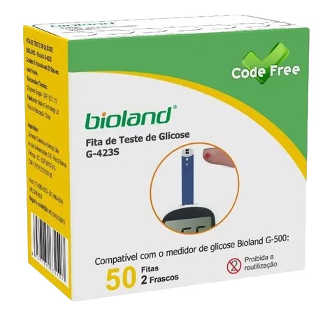 Tiras/Fita De Glicose Diabetes Bioland G-500 Com 5