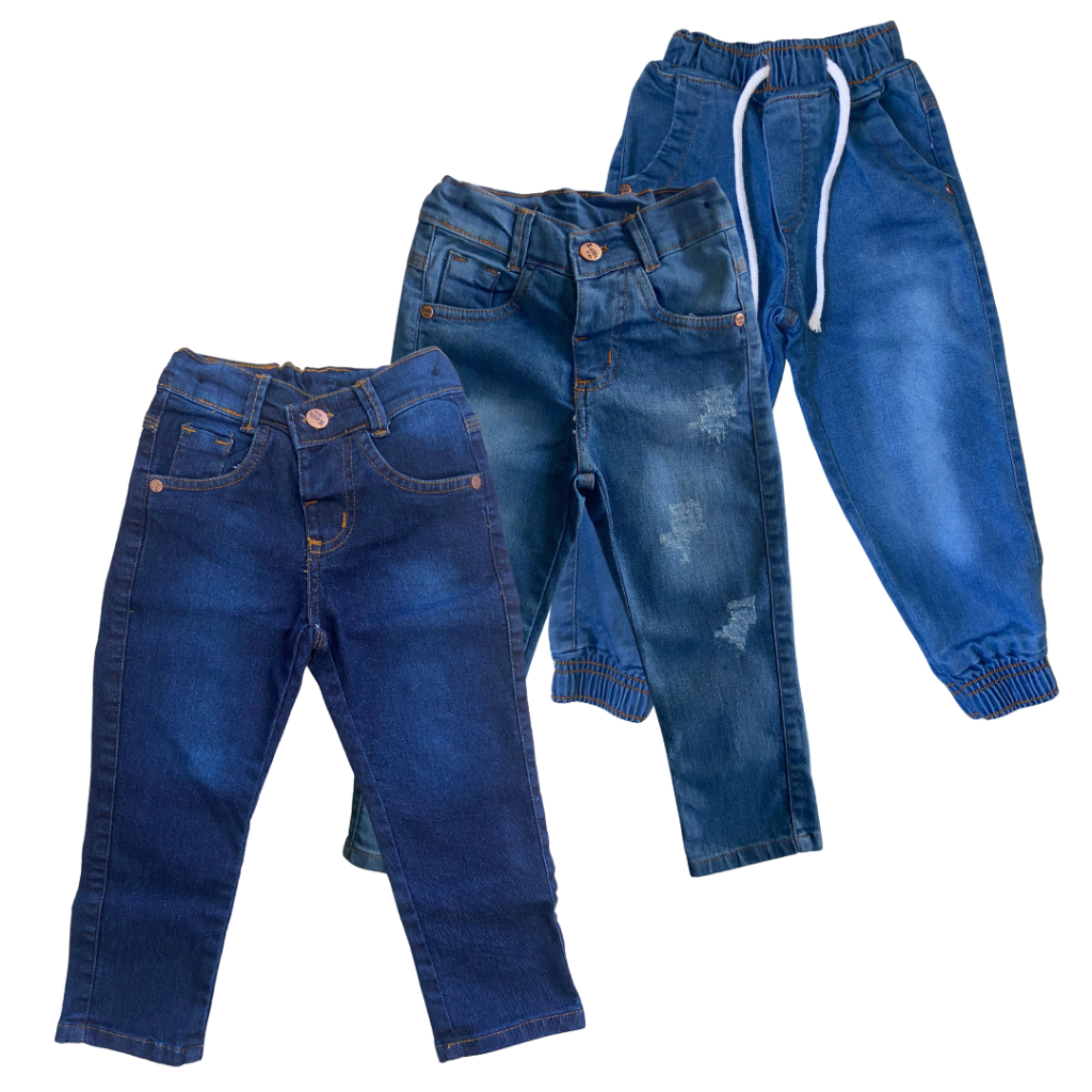 Calça Jeans Infantil Menino Slim Conforto Calca Masculina 1 a 10 Anos