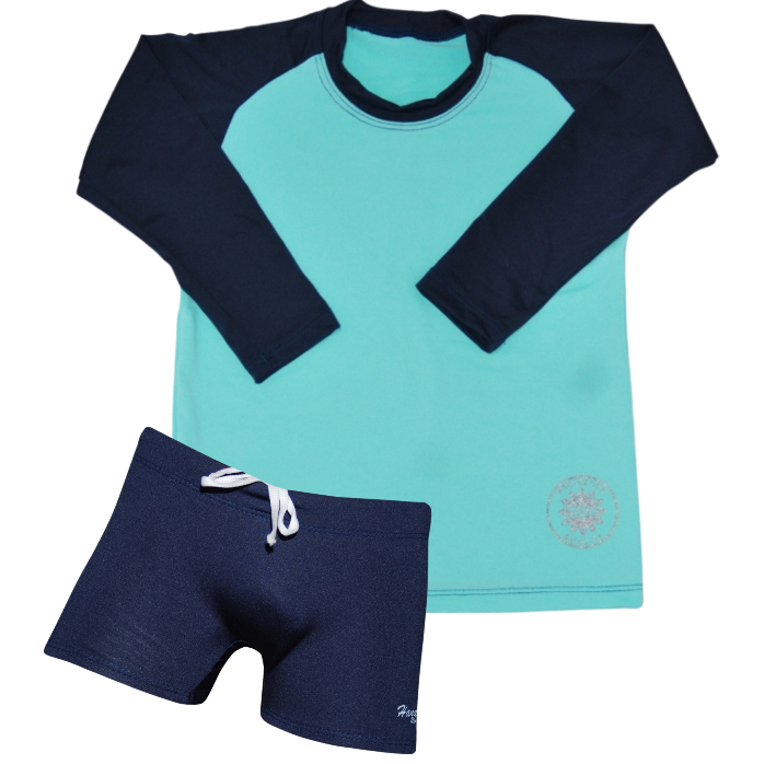 Conjunto camisa UV + sunga boxer infantil/ juvenil