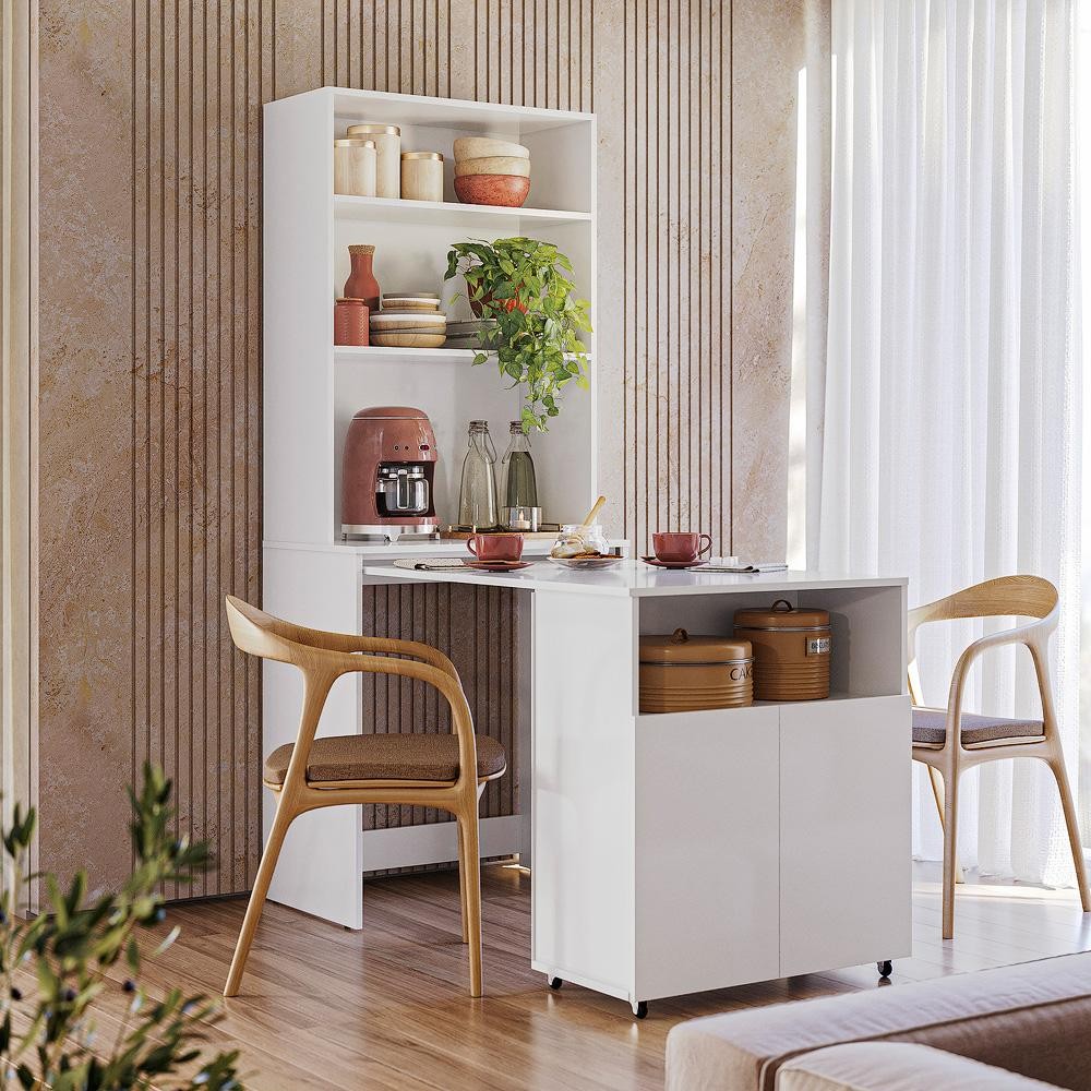 Armario Bancada de Cozinha Retrátil com mesa e 2 portas Duo Kits Paraná