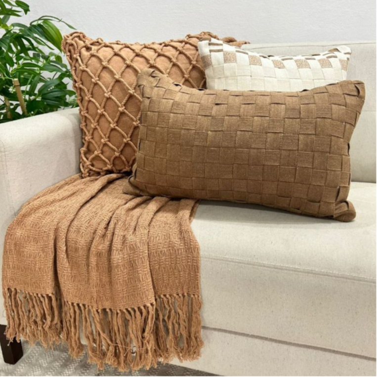 Kit de Almofadas Cordão Caramelo Macrame Artesana