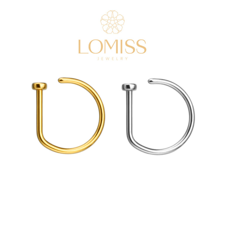 Piercing Nariz Argola D-Ring Dourado Aço Cirúrgi