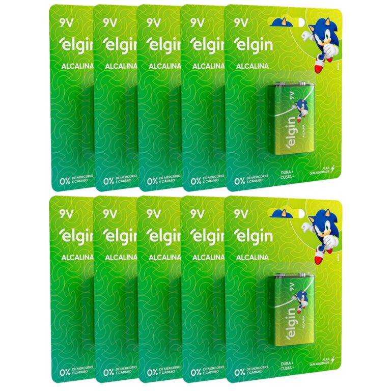 Pilhas Alcalina 9V Elgin Kit 2 a 10 Cartelas Brinq