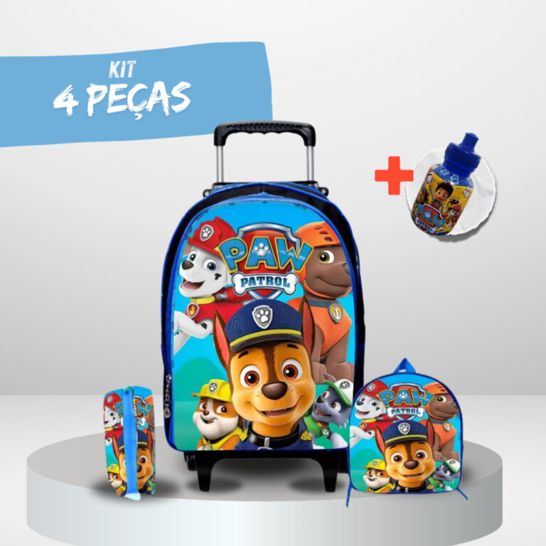 Kit Mochila Escolar Patrulha Canina + Lancheira + 