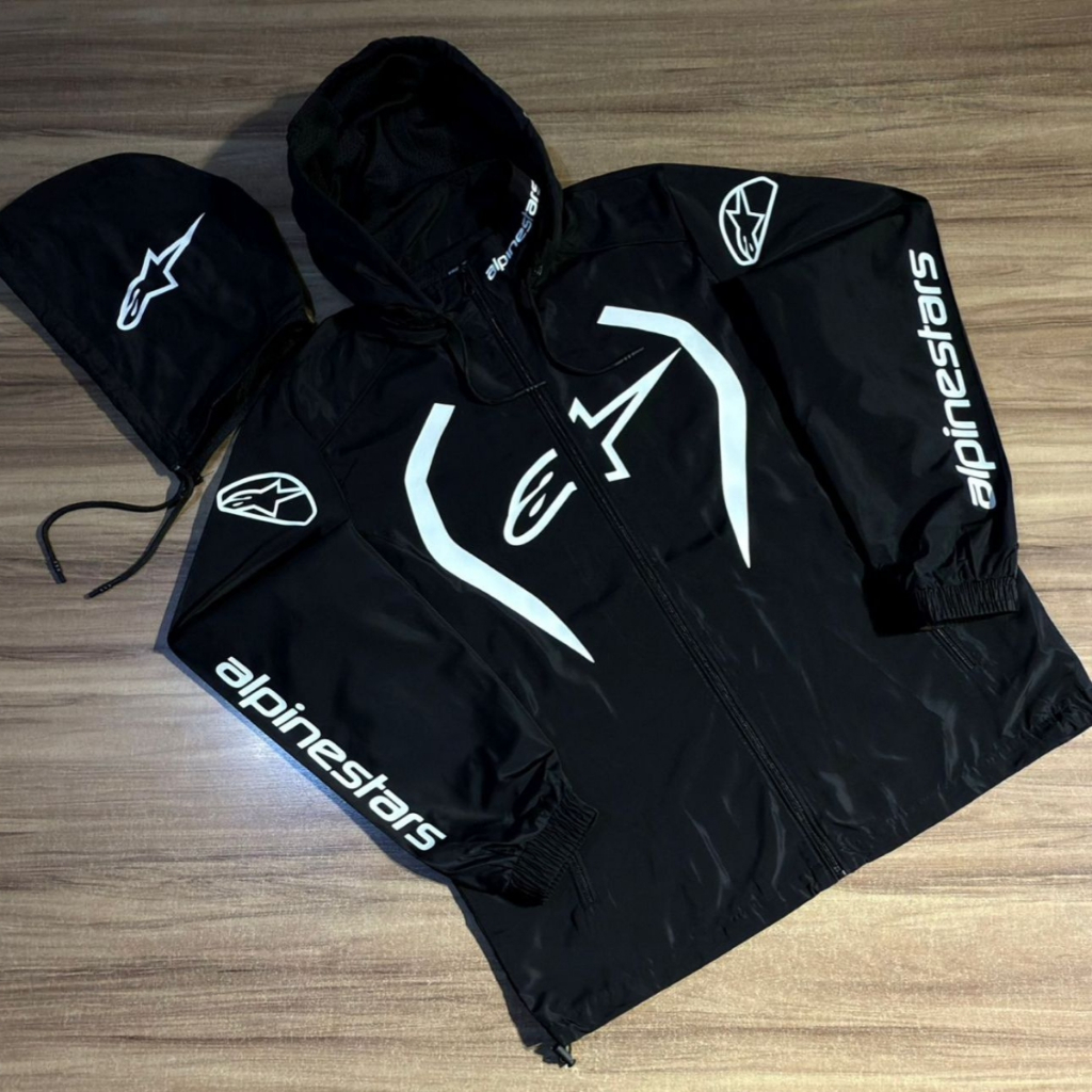 Corta Vento Masculino Alpi Importado Impermeável Inverno Estilo Preta Forrada Capuz Removível