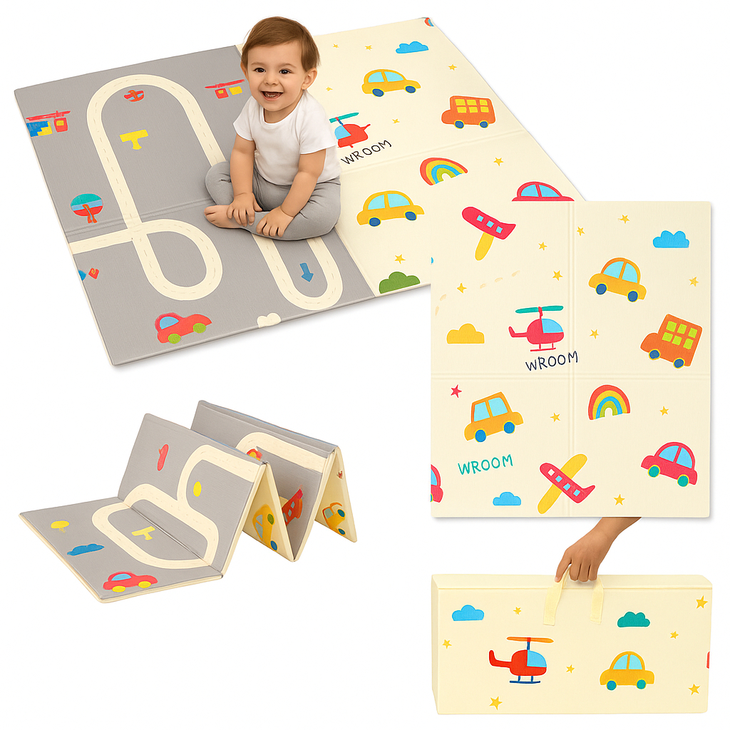 Tapete Infantil de Atividades Dupla Face 180x120cm Tatame Emborrachado Dobravel Educativel